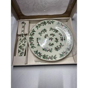 Holly Leaf Christmas Cake Plate & Server by Madison & Max at Home with box